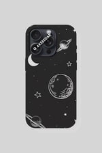 İphone Uyumlu Uzay Tasarımlı Premium Telefon Kılıfı Siyah (Model Seçiniz)