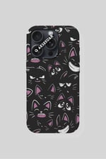 Kedi Emoji Tasarımlı Premium Telefon Kılıfı Siyah