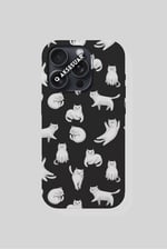 Kedi Tasarımlı Premium Telefon Kılıfı Siyah