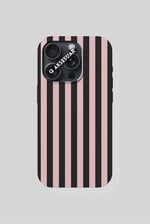 Pembe Şerit Tasarımlı Premium Telefon Kılıfı Siyah