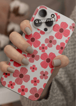 Samsung Galaxy Uyumlu Pembe Çiçekler Tasarımlı Şeffaf Telefon Kılıfı (Model Seçiniz)
