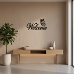 Welcome Kelebekli Metal Duvar Tablosu