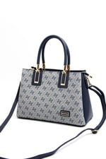 Silver & Polo SP1000 Kadın El Çantası Monogram Gri-Lacivert