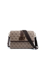 Silver & Polo SP1009 Kadın Çapraz Çanta Monogram Koyubej-Kahve