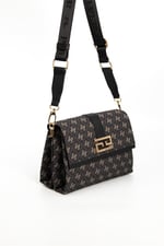 Silver & Polo SP1009 Kadın Çapraz Çanta Monogram Füme-Siyah