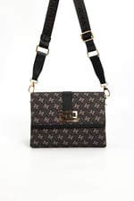 Silver & Polo SP1009 Kadın Çapraz Çanta Monogram Füme-Siyah