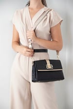 Silver & Polo SP1009 Kadın Çapraz Çanta Logolu Siyah-S.Nut