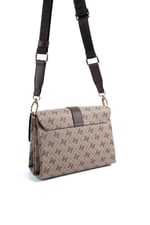 Silver & Polo SP1009 Kadın Çapraz Çanta Monogram Koyubej-Kahve