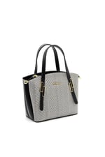 Silver & Polo SP1021 Kadın El Çantası Hasır Siyah Beyaz-Siyah