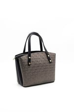 Silver & Polo SP1021 Kadın El Çantası Logolu Platin-Siyah