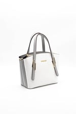Silver & Polo SP1021 Kadın El Çantası Logolu Beyaz-A.Gri