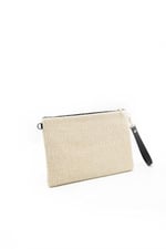 Silver & Polo SP1034 Kadın Portföy & Clutch Dokuma Hasır Bej-Siyah