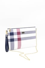 Silver & Polo SP1034 Kadın Portföy & Clutch Ekose Beyaz-Lacivert