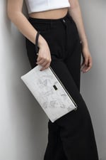 Silver & Polo SP1034 Kadın Portföy & Clutch Harita Beyaz-Antrasit