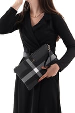 Silver & Polo SP1034 Kadın Portföy & Clutch Ekose Siyah