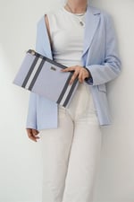 Silver & Polo SP1034 Kadın Portföy & Clutch Ekose Mavi-Kemik