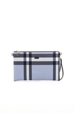 Silver & Polo SP1034 Kadın Portföy & Clutch Ekose Mavi-Kemik