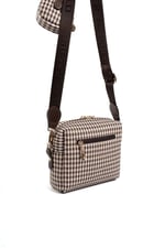 Silver & Polo SP1038 Kadın Çapraz Çanta Ekose Line Kare Kahve Sarı-Kahve