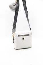 Silver & Polo SP1038 Kadın Çapraz Çanta Logolu Beyaz-A.Gri