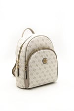 Silver & Polo SP1062 Kadın Sırt Çantası Monogram Bej-Kum