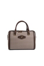 Silver & Polo SP1091 Kadın El Çantası Ekose Line Kare Kahve Sarı-Kahve