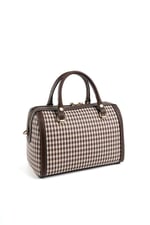 Silver & Polo SP1091 Kadın El Çantası Ekose Line Kare Kahve Sarı-Kahve