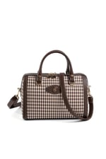 Silver & Polo SP1091 Kadın El Çantası Ekose Line Kare Kahve Sarı-Kahve