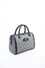 Silver & Polo SP1091 Kadın El Çantası Monogram Gri-Lacivert