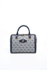 Silver & Polo SP1091 Kadın El Çantası Monogram Gri-Lacivert