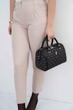 Silver & Polo SP1091 Kadın El Çantası Monogram Füme-Siyah
