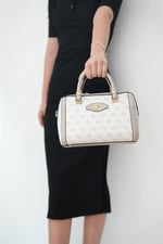 Silver & Polo SP1091 Kadın El Çantası Monogram Bej-Kum