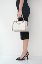 Silver & Polo SP1091 Kadın El Çantası Monogram Bej-Kum