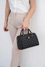 Silver & Polo SP1091 Kadın El Çantası Monogram Füme-Siyah