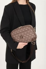 Silver & Polo SP1094 Kadın Çapraz Çanta Monogram Kahve