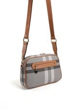 Silver & Polo SP1094 Kadın Çapraz Çanta Ekose Gri-A.Taba