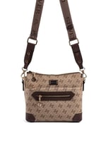 Silver & Polo SP1110 Kadın Çapraz Çanta Monogram Koyubej-Kahve