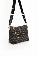Silver & Polo SP1110 Kadın Çapraz Çanta Monogram Füme-Siyah
