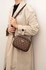 Silver & Polo SP1111 Kadın Çapraz Çanta Monogram Kahve