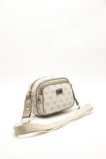 Silver & Polo SP1111 Kadın Çapraz Çanta Monogram Bej-Kum
