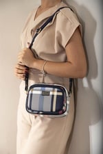 Silver & Polo SP1111 Kadın Çapraz Çanta Ekose Lacivert