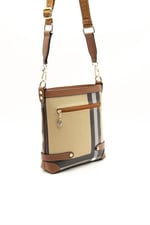 Silver & Polo SP1120 Kadın Çapraz Çanta Ekose Bej-Taba