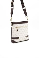 Silver & Polo SP1120 Kadın Çapraz Çanta Monogram Bej-Kahve