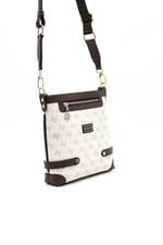 Silver & Polo SP1120 Kadın Çapraz Çanta Monogram Bej-Kahve