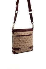 Silver & Polo SP1120 Kadın Çapraz Çanta Monogram Koyu Bej-Bordo