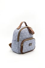 Silver & Polo SP1130 Kadın Sırt Çantası Monogram Mavi-Taba