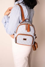 Silver & Polo SP1130 Kadın Sırt Çantası Monogram Mavi-Taba