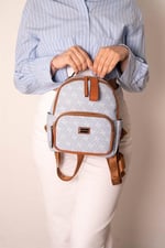 Silver & Polo SP1130 Kadın Sırt Çantası Monogram Mavi-Taba