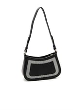 Silver & Polo SP1132 Kadın Çapraz Çanta Hasır Siyah Beyaz-Siyah