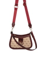 Silver & Polo SP1132 Kadın Çapraz Çanta Monogram Koyu Bej-Bordo