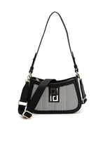 Silver & Polo SP1132 Kadın Çapraz Çanta Hasır Siyah Beyaz-Siyah